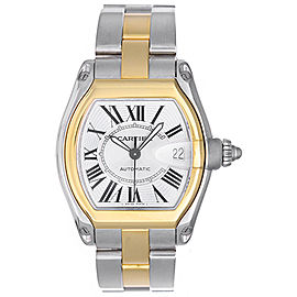 Cartier Roadster W62031Y4 Stainless Steel & 18K Yellow Gold Silver Dial Automatic 38mm Mens Watch