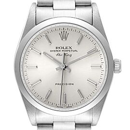 Rolex Air King Silver Dial Smooth Bezel Steel Mens Watch