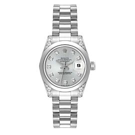 Rolex Datejust President Platinum Silver Diamond Ladies Watch