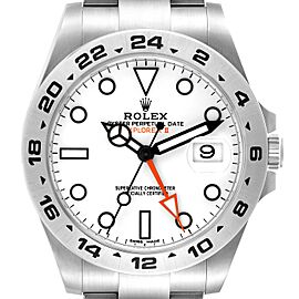 Rolex Explorer II 42 White Dial Orange Hand Steel Mens Watch