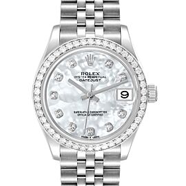 Rolex Datejust Midsize Steel White Gold MOP Diamond Dial Ladies Watch