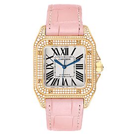 Cartier Santos 100 Midsize Yellow Gold Diamond Ladies Watch