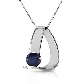14K Solid White Gold Modern Necklace with Natural Sapphire