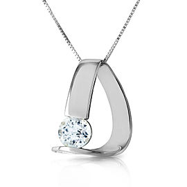 14K Solid White Gold Modern Necklace with Natural Aquamarine