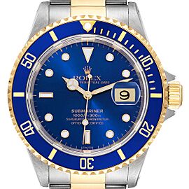 Rolex Submariner Blue Dial Steel Yellow Gold Mens Watch