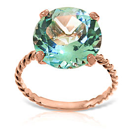 14K Solid Rose Gold Ring with Natural 12.0 mm Round Blue Topaz