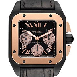 Cartier Santos 100 XL Carbon Rose Gold Chronograph Watch