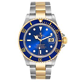 Rolex Submariner Blue Dial Steel Yellow Gold Mens Watch