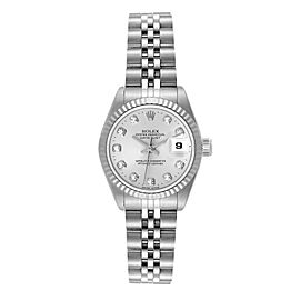 Rolex Datejust Steel White Gold Silver Diamond Dial Ladies Watch
