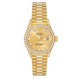 Rolex President Datejust Yellow Gold Diamond Ladies Watch