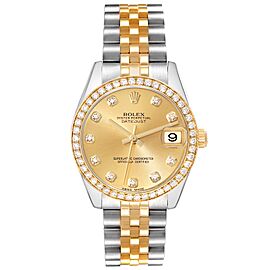 Rolex Datejust 31 Steel Yellow Gold Diamond Ladies Watch