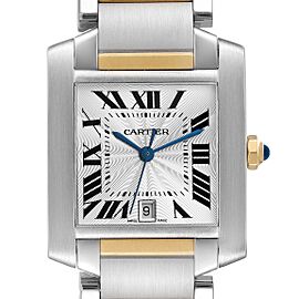 Cartier Tank Francaise Steel Yellow Gold Silver Dial Mens Watch