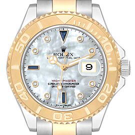 Rolex Yachtmaster Steel Yellow Gold Diamond Sapphire Serti Mens Watch