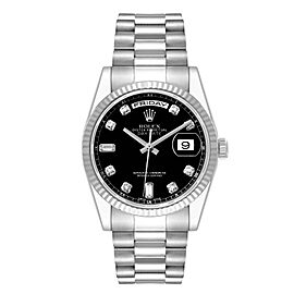 Rolex President Day-Date White Gold Diamond Dial Mens Watch