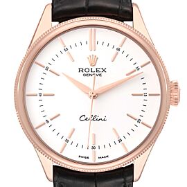 Rolex Cellini Time White Dial Rose Gold Mens Watch