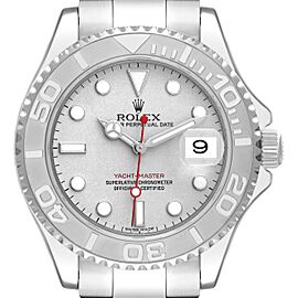 Rolex Yachtmaster Silver Dial Platinum Bezel Steel Mens Watch