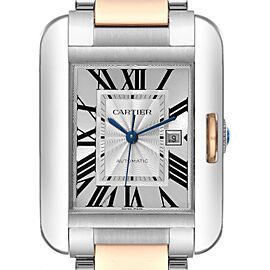 Cartier Tank Anglaise Large Steel Rose Gold Mens Watch