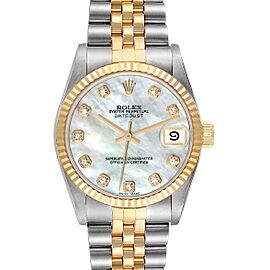 Rolex Datejust Midsize Steel Yellow Gold MOP Diamond Dial Ladies Watch