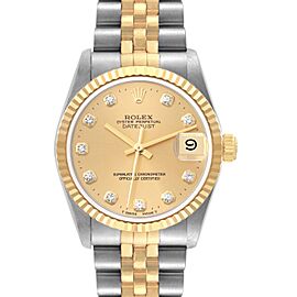 Rolex Datejust Midsize Steel Yellow Gold Diamond Ladies Watch