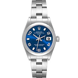 Rolex Date 26 Blue Dial Smooth Bezel Steel Ladies Watch