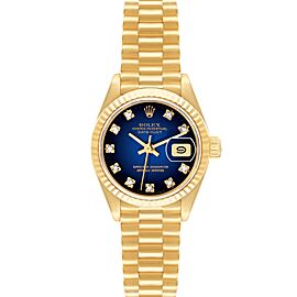 Rolex Datejust President Yellow Gold Vignette Diamond Dial Ladies Watch