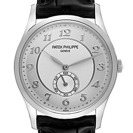 Patek Philippe Calatrava Platinum Mechanical Silver Dial Mens Watch