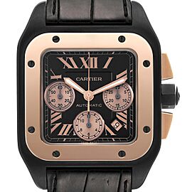 Cartier Santos 100 XL Carbon Rose Gold Chronograph Mens Watch