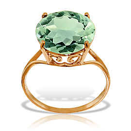14K Solid Rose Gold Ring with Natural 12.0 mm Round Green Amethyst