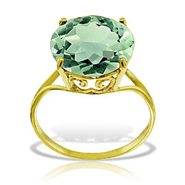 14K Solid Gold Ring with Natural 12.0 mm Round Green Amethyst