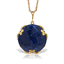 14K Solid Gold Necklace with Checkerboard Cut Round Dyed Sapphire