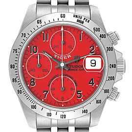 Tudor Tiger Prince Red Dial Chronograph Steel Mens Watch