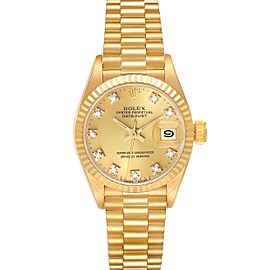 Rolex Datejust President Yellow Gold Champagne Diamond Dial Ladies Watch
