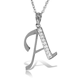14K Solid White Gold Necklace with Natural Diamonds Initial 'a' Pendant