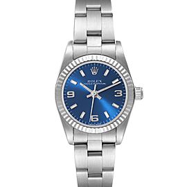 Rolex Oyster Perpetual Blue Dial Steel White Gold Ladies Watch