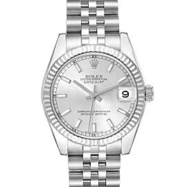 Rolex Datejust Midsize 31 Steel White Gold Silver Dial Ladies Watch