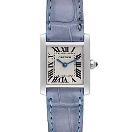 Cartier Tank Francaise White Gold Blue Strap Ladies Watch