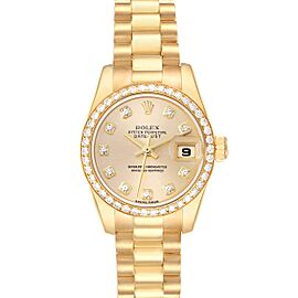 Rolex President Yellow Gold Diamond Ladies Watch