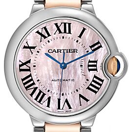 Cartier Ballon Bleu Steel Rose Gold Mother of Pearl Ladies Watch