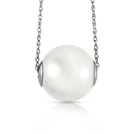 14K Solid White Gold Necklace with 16.0 mm White Shell Cultured Pearl