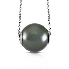14K Solid White Gold Necklace with 16.0 mm Black Shell Cultured Pearl