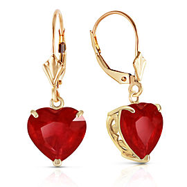 14K Solid Gold Leverback Earrings Natural 10mm Heart Ruby