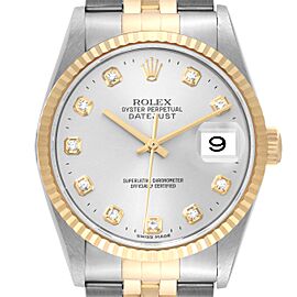 Rolex Datejust Diamond Dial Steel Yellow Gold Mens Watch