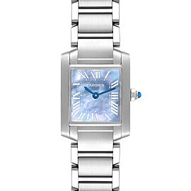 Cartier Tank Francaise Blue Mother of Pearl Dial Steel Ladies Watch