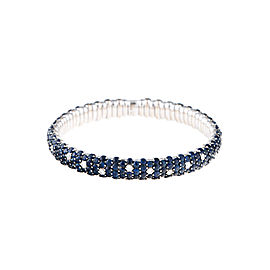 Stretch Collection 18K White Gold Diamonds and Sapphires Bracelet