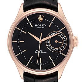 Rolex Cellini Date Black Dial Rose Gold Automatic Mens Watch