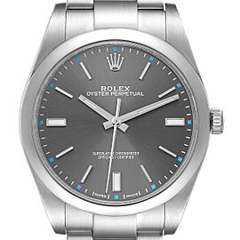 Rolex Oyster Perpetual 39 Rhodium Dial Steel Mens Watch
