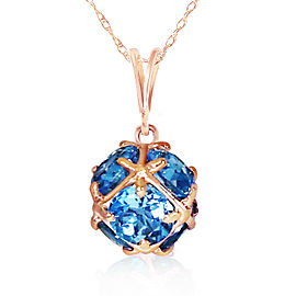 14K Solid Rose Gold Necklace with Natural Blue Topaz