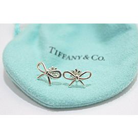 TIFFANY & Co Sterling Silver Bow Ribbon Earrings LXGoods-221