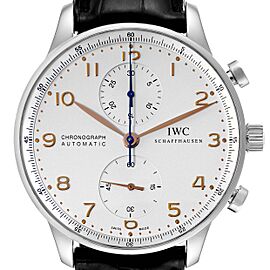 IWC Portuguese Chronograph Silver Dial Steel Mens Watch