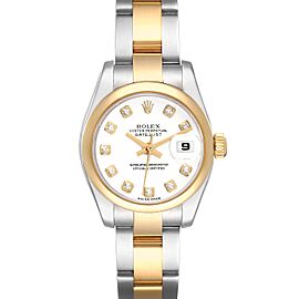 Rolex Datejust White Diamond Dial Steel Yellow Gold Ladies Watch